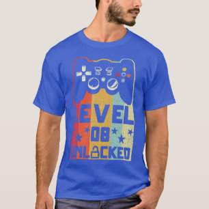 T-shirt Enfants Retro Vintage Niveau 8 Déverrouillé Vidéo