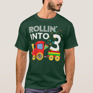 T-shirt Enfants Rollin' en 3 train 3ème anniversaire fête 