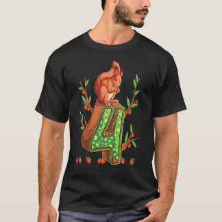 T-shirt Enfants Rongeurs Animal 4e anniversaire fille écur