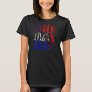 T-shirt Enfants Rouge Blanc Et Deux Anniversaires 4 juille