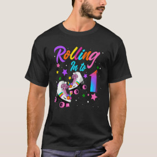 T-shirt Enfants Roulant Dans 1 An Roller Skate Girl 1er