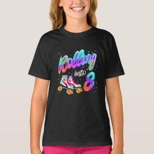 T-shirt Enfants Roulant Dans 8 Ans Fille 8e Anniversaire