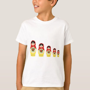 T-shirt Enfants russes rouges de poupées d'emboîtement d