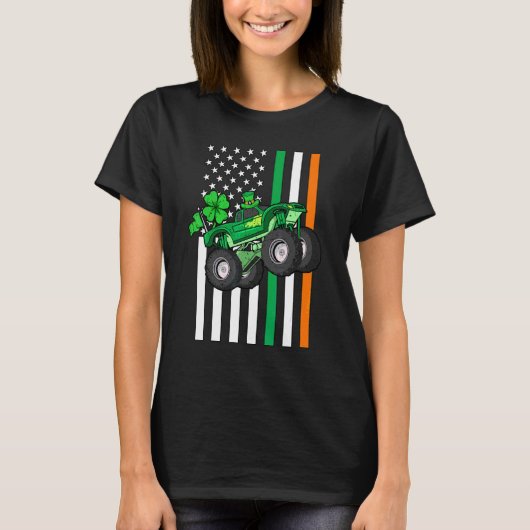 T-shirt Enfants Saint Patrick's Day Monster Camion Shamroc (Devant)