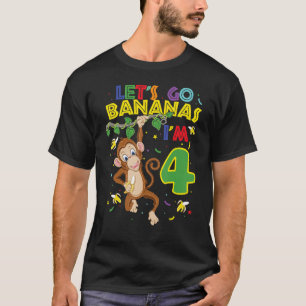 T-shirt Enfants singe 4e anniversaire Zoo Let's Go Bananas