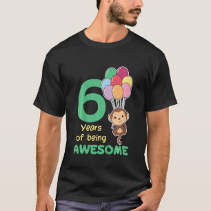 T-shirt Enfants Singe 6e anniversaire pour enfants Enfants
