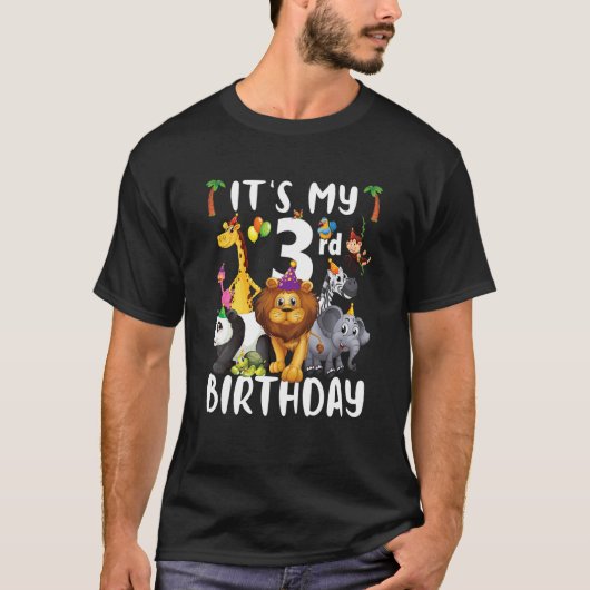 T-shirt Enfants Son 3ème anniversaire Zoo Safari Jungle An (Devant)