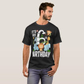 T-shirt Enfants Son 6ème anniversaire Jungle Zoo Thème Saf (Devant entier)