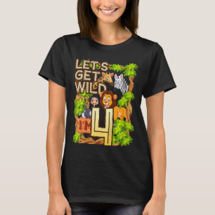 T-shirt Enfants Soyons Sauvages I'm 4 Safari Animal Zoo An