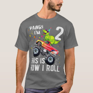 T-shirt Enfants T Rex Dinosaur Monster Truck 2e anniversai