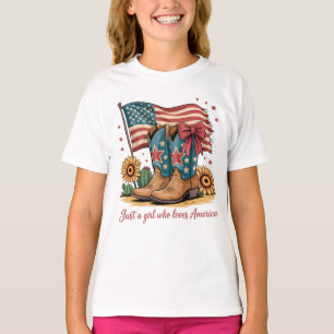 T-Shirt-Enfants T-Shirt de Cowgirl Patriotique