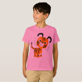 T-shirt Enfants Tigre Carton Curieux (Devant entier)
