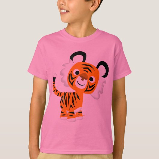 T-shirt Enfants Tigre Carton Curieux (Devant)
