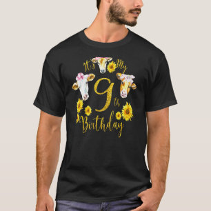 T-shirt Enfants Tournesol Vache Son 9e anniversaire 9 ans