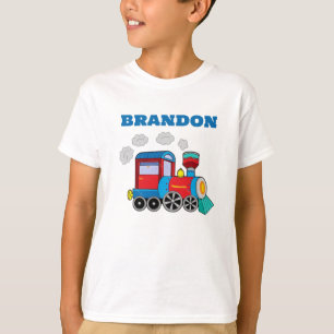 T-shirt Enfants Train Boys Blue Custom Name