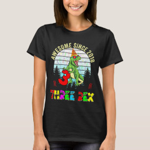T-shirt Enfants Trois Rex 3e Anniversaire Dinosaure 3 ans