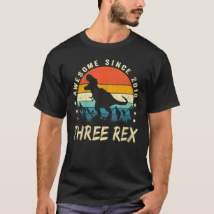 T-shirt Enfants Trois Rex 3e Anniversaire Troisième Dinosa