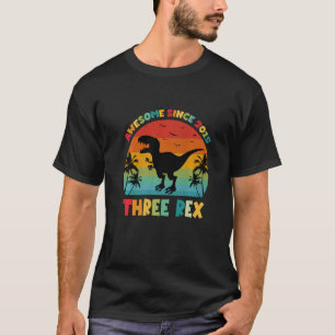 T-shirt Enfants Trois Rex Dinosaure Drôle 7 Année Awesome