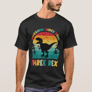 T-shirt Enfants Trois Rex Dinosaure Drôle 7 Année Awesome