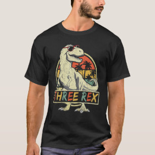 T-shirt Enfants Trois Rex Dinosaures Anniversaire 3ème Ann