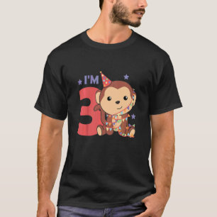 T-shirt Enfants Troisième anniversaire Singe Enfants Un Si