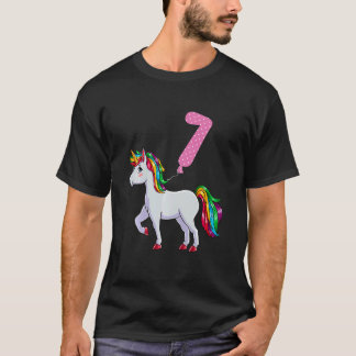 T-shirt Enfants Unicorne avec ballon 7e anniversaire