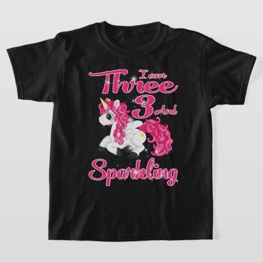 T-shirt Enfants Unicorne pour Anniversaire Fille 3 Année A (Poser)