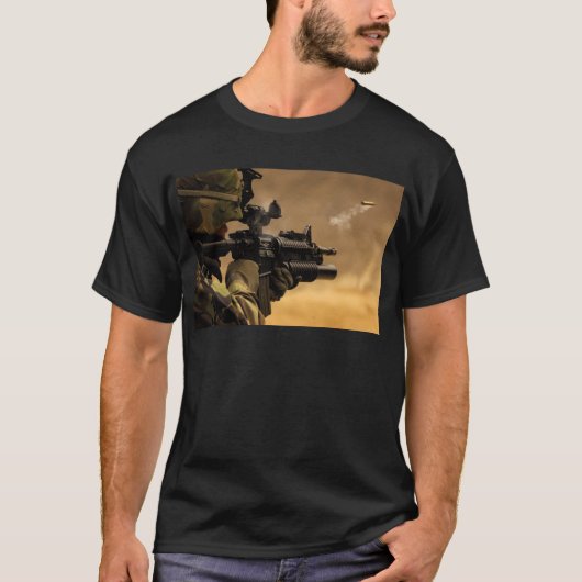 T-shirt Enfermer de Shell mis le feu d'un fusil M-4 (Devant)