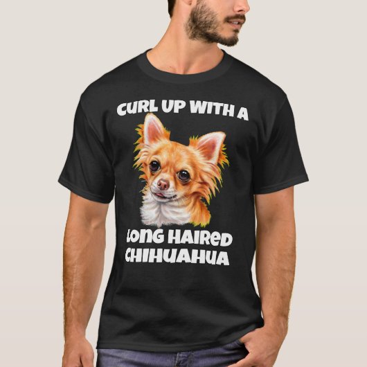 T-shirt Enfiler Avec Un Chien Chihuahua Aux Cheveux Longue (Devant)