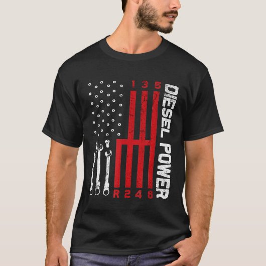 T-shirt Engin de déplacement mécanique diesel Drapeau amér (Devant)