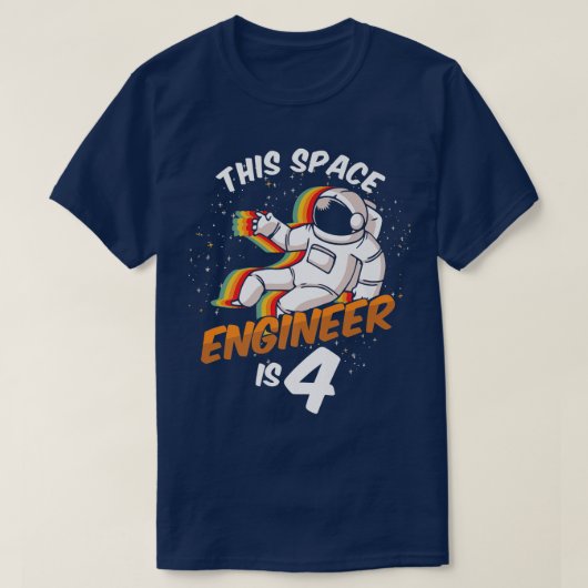 T-shirt Engineer Space 4 Year Astronaut Born 2018 Fourth B (Design devant)