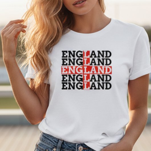 T-shirt England Flag Name Repeat Typography Soccer Fan