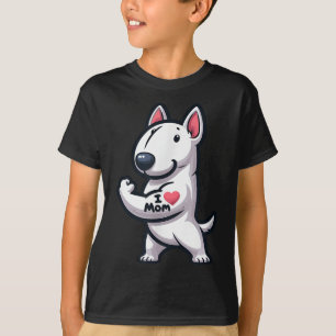 T-shirt English Bull Terrier I Love Maman Funny Chien Tatt