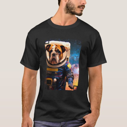 T-shirt English Bulldog Astronaut Outer Space Bulldog 2 (Devant)