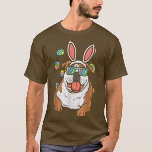 T-shirt English Bulldog Bunny Oreilles Œufs Mignon Pâques