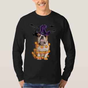 T-shirt English Bulldog Citrouille Clair Halloween