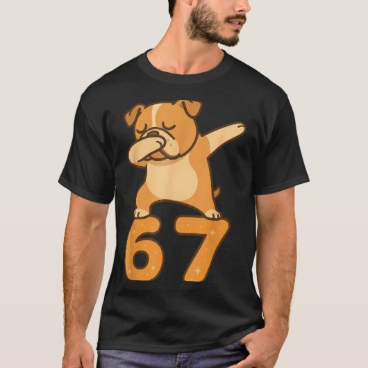 T-shirt English Bulldog Dog 67 Meme Six Seven Funny Dabbin (Devant)