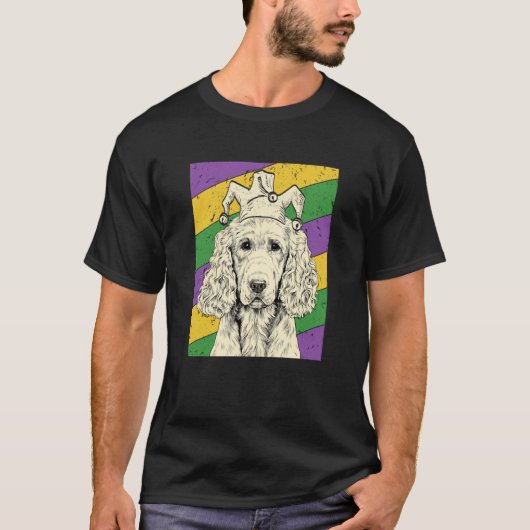 T-shirt English Cocker Spaniel Jester Mardi Gras Dog Mom D (Devant)