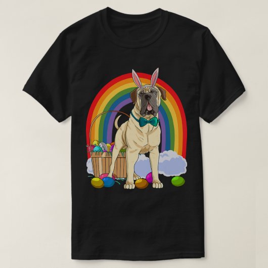 T-shirt English Mastiff Easter Eggs Bunny Dog (Design devant)