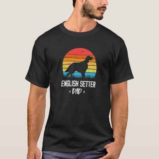 T-shirt English Setter Dad Retro Vintage Premium (Devant)