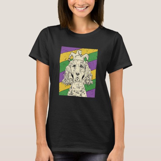 T-shirt English Setter Jester Mardi Gras Dog Mom or Dad (Devant)