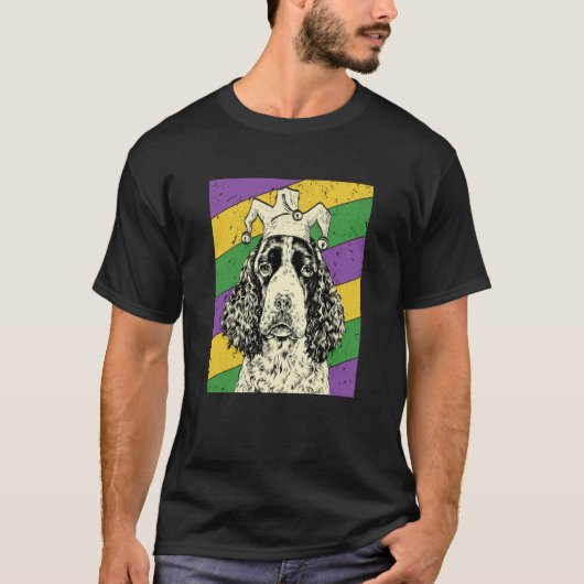 T-shirt English Springer Spaniel Jester Mardi Gras Dog Mom (Devant)