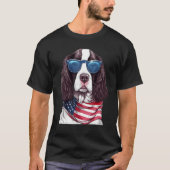 T-shirt English Springer Spaniel with USA Flag 4th of July (Devant)