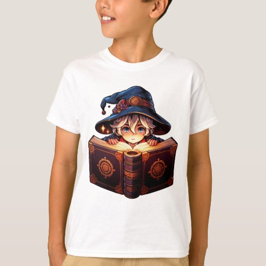 T-shirt "Enigmatic Spellcaster with Grimoire" (Devant)