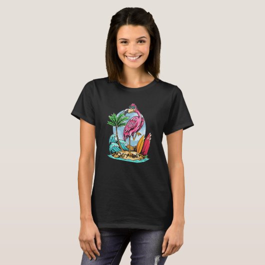 T-shirt Enjoy Life Flamingo Surf Summer Waves Surfboard Su (Devant entier)