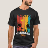 T-shirt Enjoy Summer Time Retro Beach Tee (Devant)