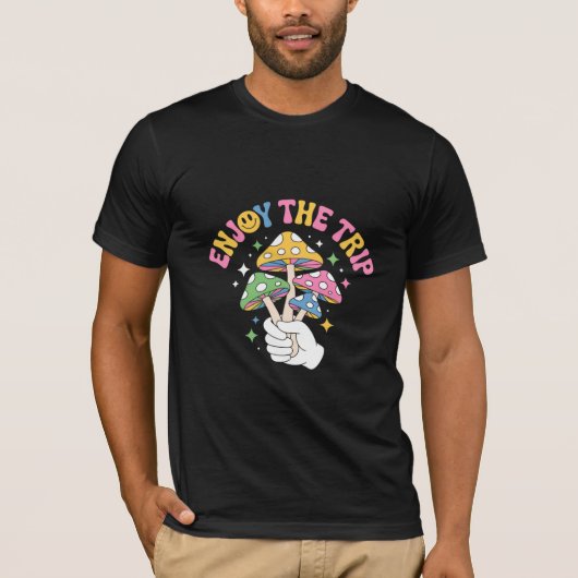 T-shirt Enjoy the Trip – Psychedelic Mushroom Retro (Devant)