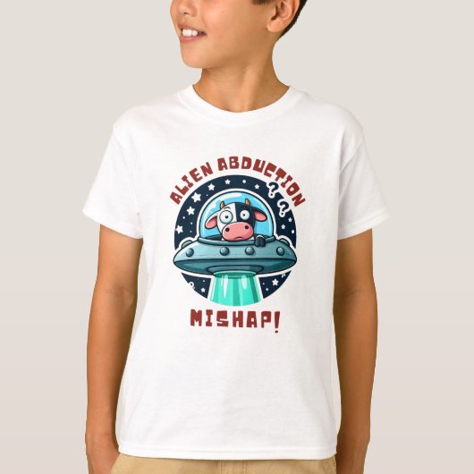 T-shirt Enlèvement Alien Mishap Dessin Drôle Vache (Devant)