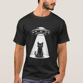 T-shirt Enlèvement de chat noir UFO humour spatial drôle