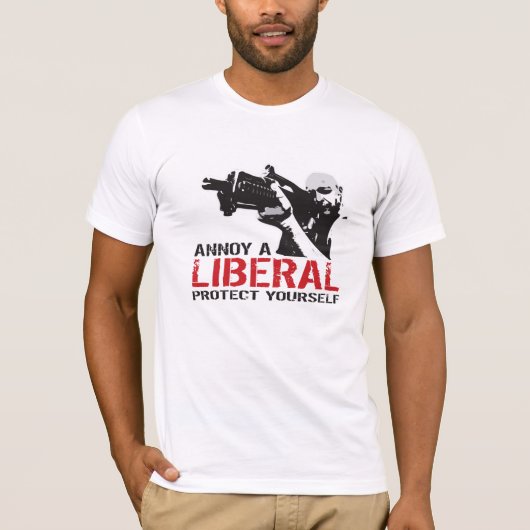 T-shirt Ennuyez un libéral, protégez-vous (Devant)